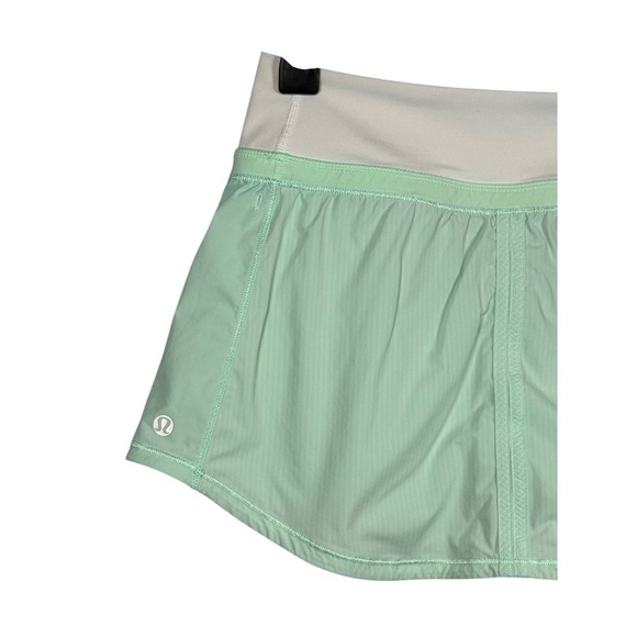 Lululemon Run Pace Skort, Wagon Stripe, Fresh Teal / White, Size 4 - Picture 7 of 8